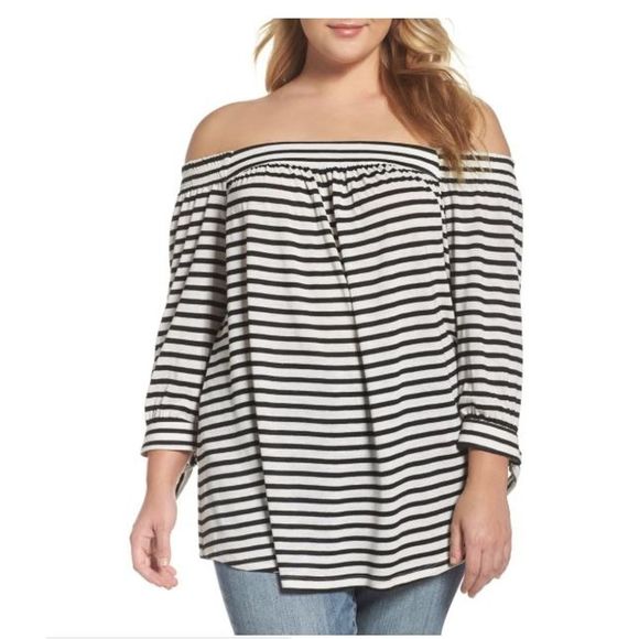 Daniel Rainn Tops - NWT Daniel Rainn 1X Stripe Off Shoulder Knit Top